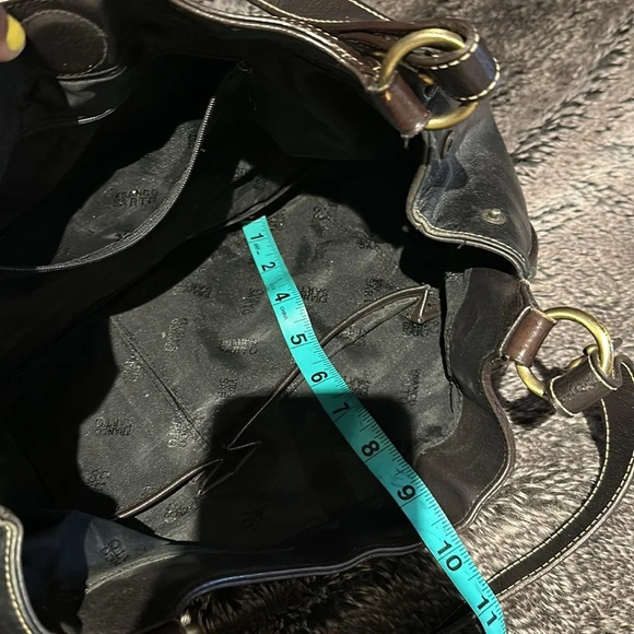 Franco Sarto 90s Style Chocolate Brown black Vegan Patent  Leather Shoulder bag - Picture 12 of 16